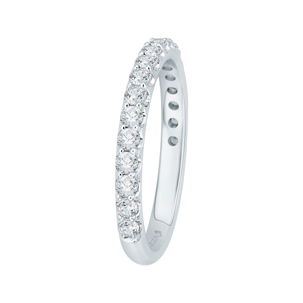 Round Diamond Wedding Band in 18K White Gold