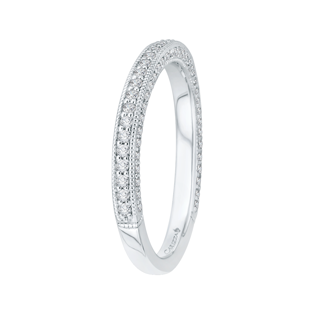 Round Diamond Wedding Band in 18K White Gold