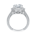 Diamond Halo Engagement Ring with in 18K White Gold (Semi-Mount)