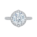 Diamond Halo Engagement Ring with in 18K White Gold (Semi-Mount)