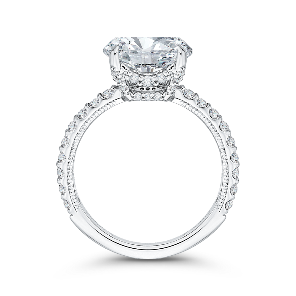 Round Diamond Engagement Ring in 18K White Gold (Semi-Mount)