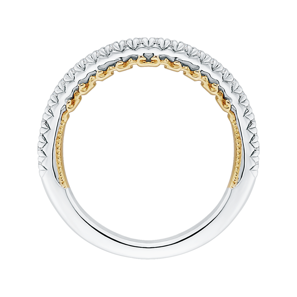 Round Diamond Wedding Band in 18K Two-Tone Gold