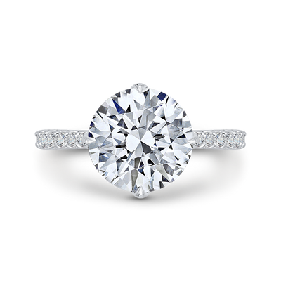 Round Diamond Engagement Ring in 18K White Gold (Semi-Mount)