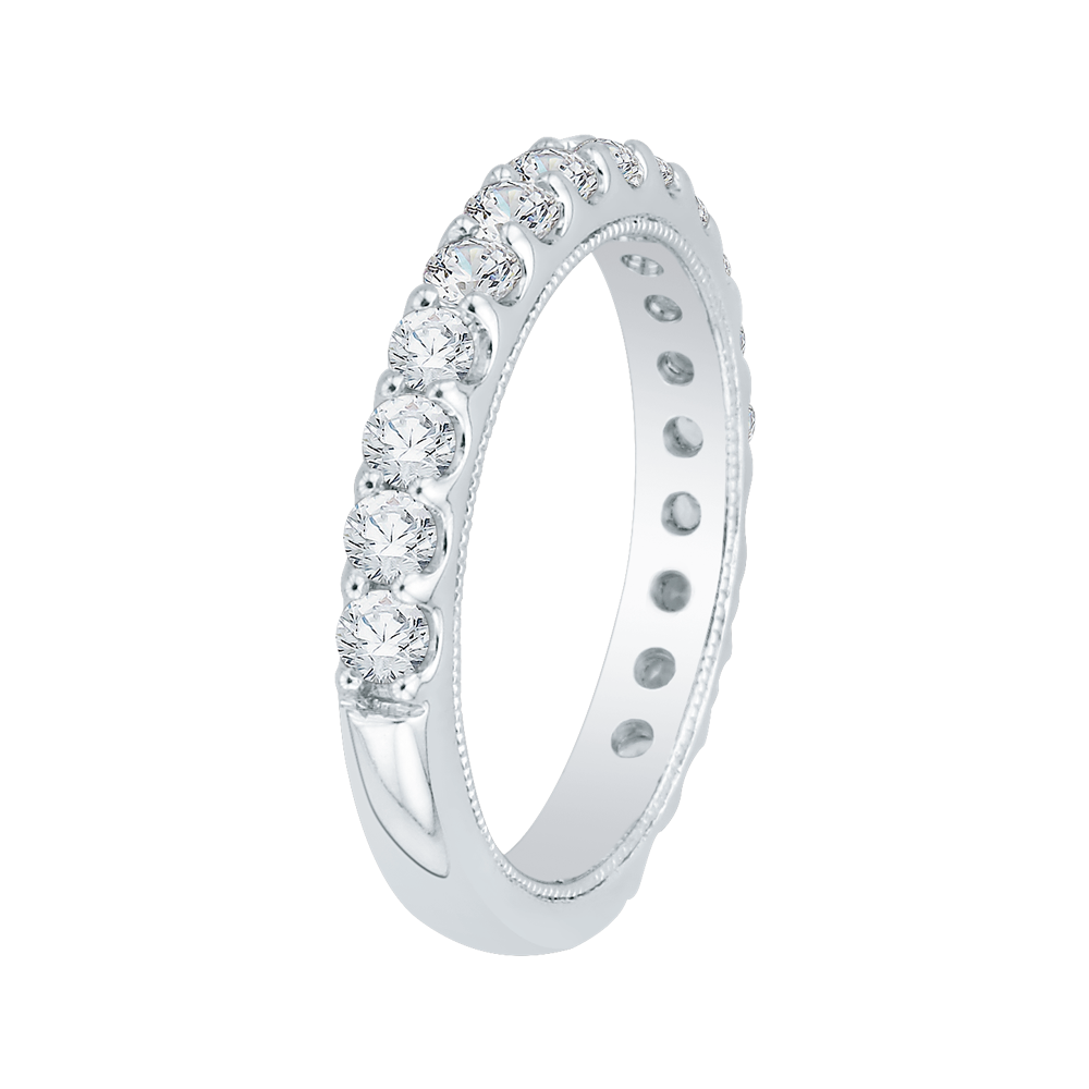 Round Diamond Wedding Band in 18K White Gold