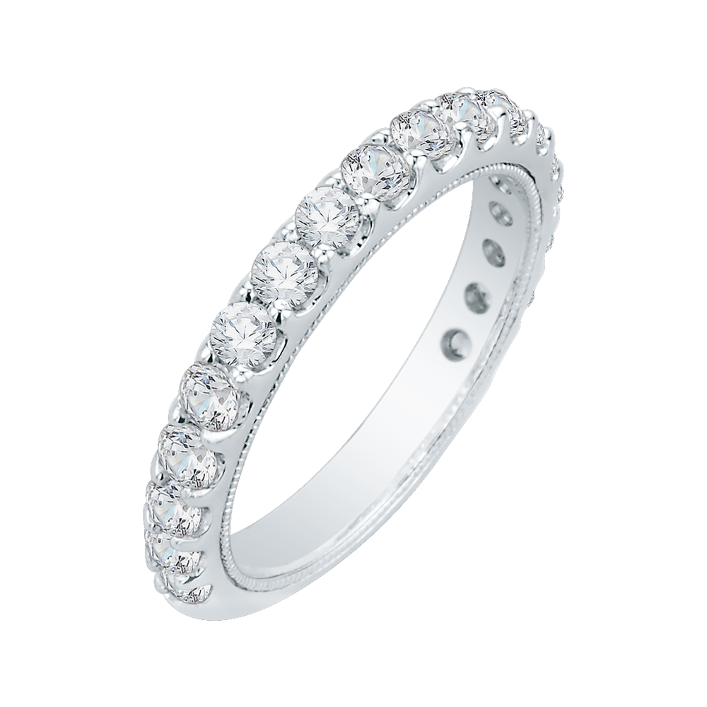 Round Diamond Wedding Band in 18K White Gold