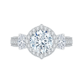 Diamond Halo Engagement Ring in 18K White Gold (Semi-Mount)