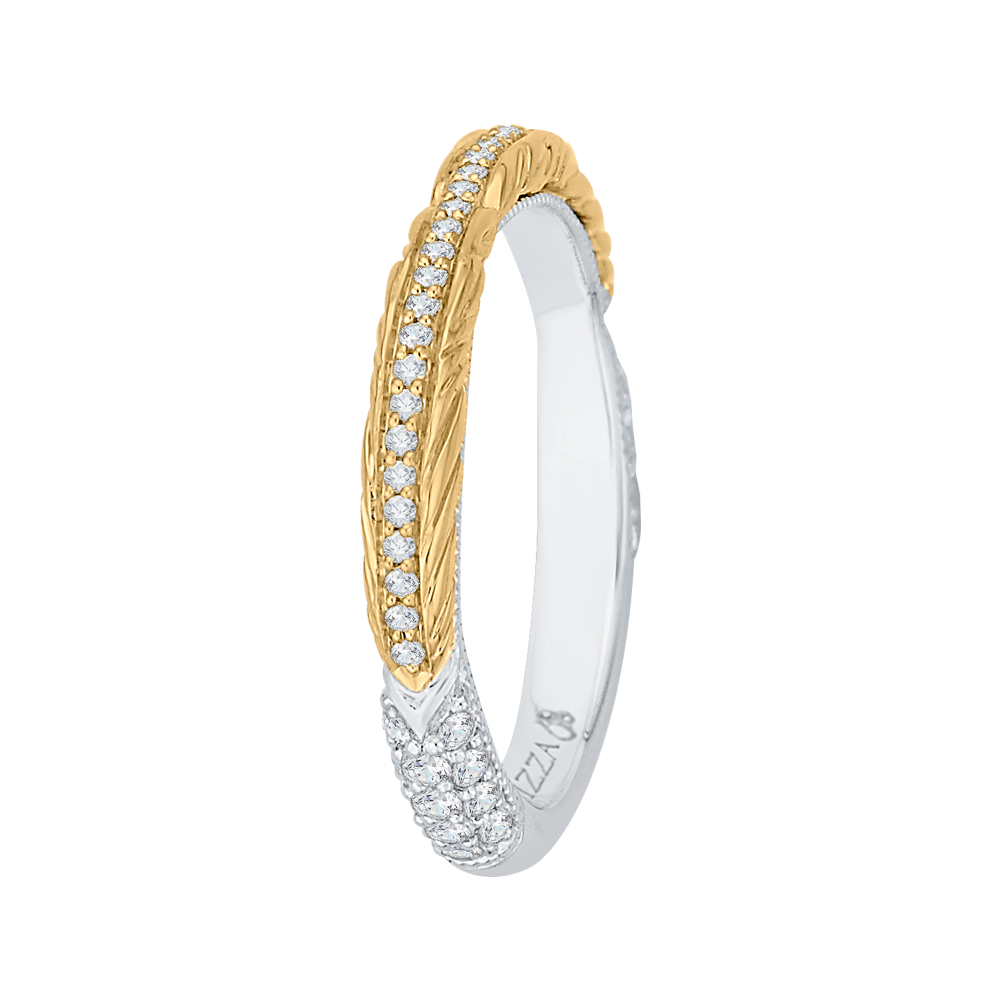 Round Diamond Wedding Band in 18K Two-Tone Gold