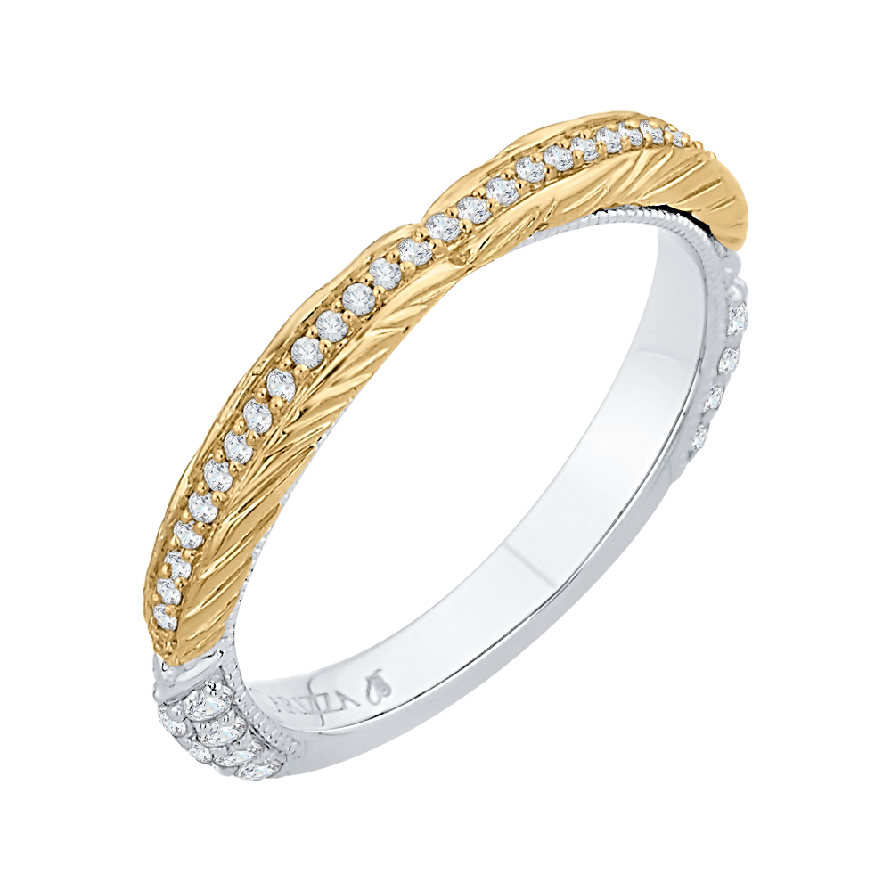 Round Diamond Wedding Band in 18K Two-Tone Gold