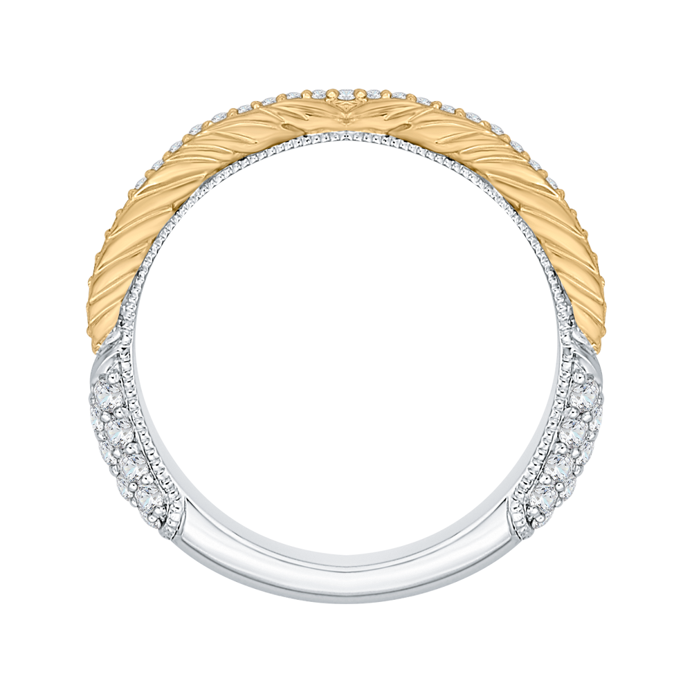 Round Diamond Wedding Band in 18K Two-Tone Gold