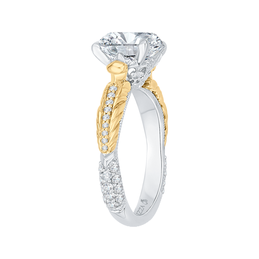 Round Diamond Engagement Ring in 18K Two-Tone Gold (Semi-Mount)