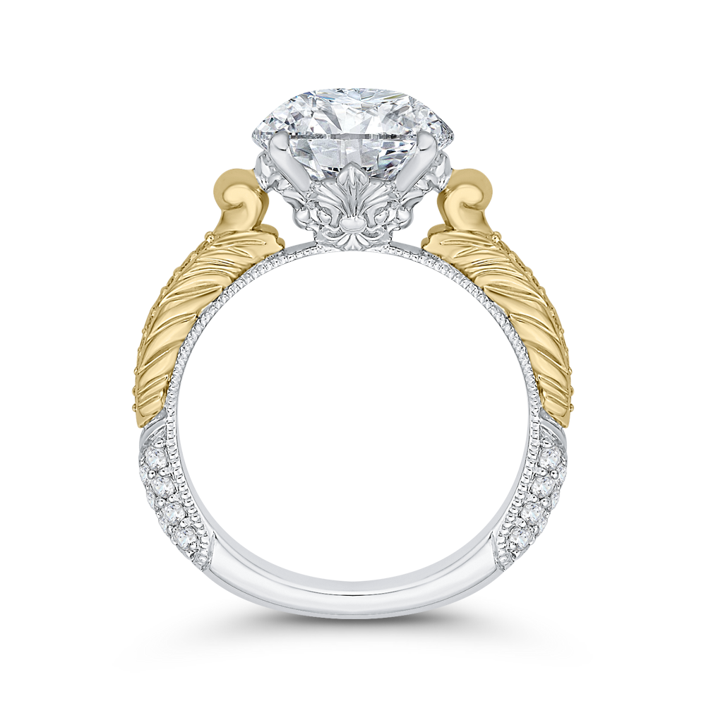 Round Diamond Engagement Ring in 18K Two-Tone Gold (Semi-Mount)