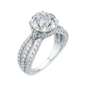 Split Shank Round Diamond Engagement Ring in 18K White Gold (Semi-Mount)