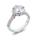 Round Diamond Engagement Ring with Sapphire in 18K Two-Tone Gold (Semi-Mount)