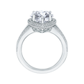 Split Shank Pear Cut Diamond Halo Engagement Ring in 18K White Gold (Semi-Mount)