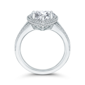 Split Shank Pear Cut Diamond Halo Engagement Ring in 18K White Gold (Semi-Mount)