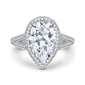 Split Shank Pear Cut Diamond Halo Engagement Ring in 18K White Gold (Semi-Mount)