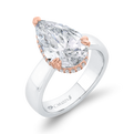 Split Shank Pear Cut Diamond Halo Engagement Ring in 14K Two Tone Gold (Semi-Mount)