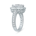 Emerald Cut Diamond Halo Bridal Engagement Ring in 18K White Gold (Semi-Mount)