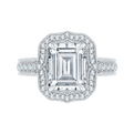 Emerald Cut Diamond Halo Bridal Engagement Ring in 18K White Gold (Semi-Mount)