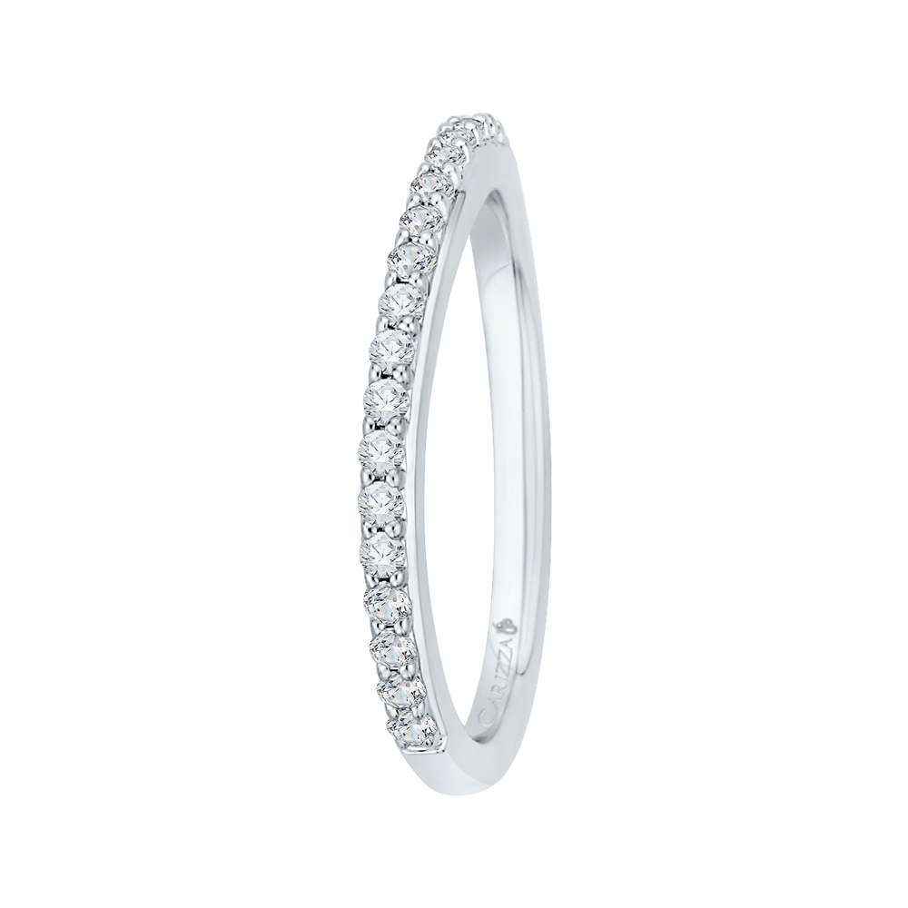 Round Diamond Wedding Band in 18K White Gold