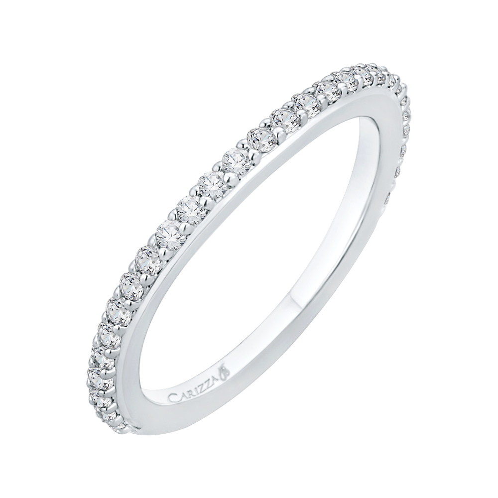 Round Diamond Wedding Band in 18K White Gold