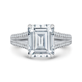 Split Shank Emerald Cut Diamond Bridal Engagement Ring in 18K White Gold (Semi-Mount)