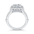 Emerald Cut Diamond Halo Engagement Ring in 18K White Gold (Semi-Mount)