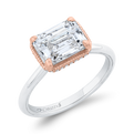 Emerald Cut Diamond Halo Engagement Ring in 14K Two Tone Gold (Semi-Mount)