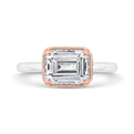 Emerald Cut Diamond Halo Engagement Ring in 14K Two Tone Gold (Semi-Mount)