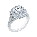 Split Shank Cushion Cut Diamond Split Shank Engagement Ring in 18K White Gold (Semi-Mount)