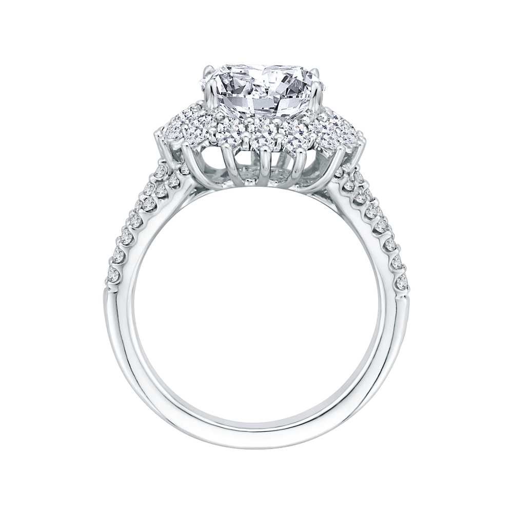 Split Shank Cushion Cut Diamond Split Shank Engagement Ring in 18K White Gold (Semi-Mount)