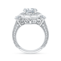 Oval Cut Diamond Halo Engagement Ring in 18K White Gold (Semi-Mount)