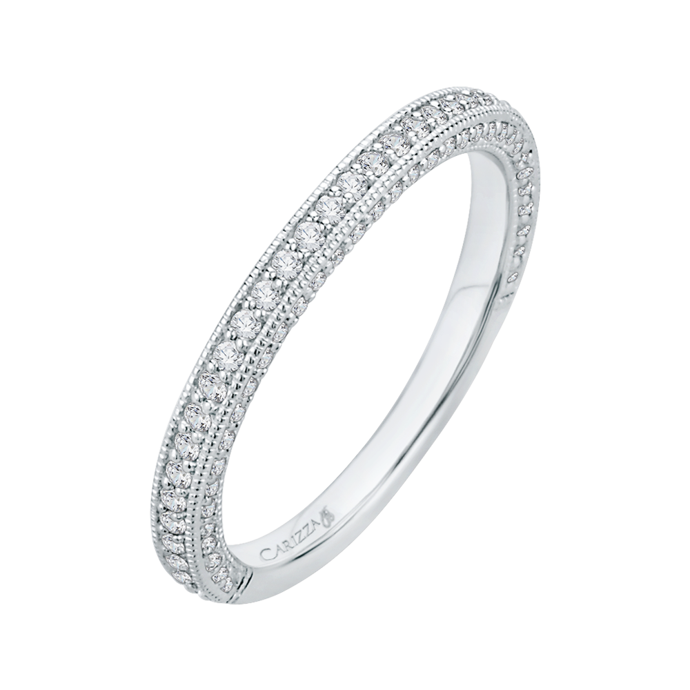 Round Diamond Wedding Band in 18K White Gold