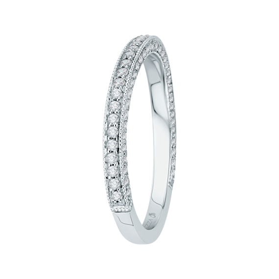 Round Diamond Wedding Band in 18K White Gold