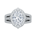 Oval Cut Diamond Halo Engagement Ring in 18K White Gold (Semi-Mount)