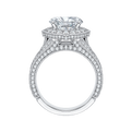 Oval Cut Diamond Halo Engagement Ring in 18K White Gold (Semi-Mount)