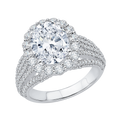 Oval Cut Diamond Halo Engagement Ring in 18K White Gold (Semi-Mount)