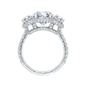 Oval Cut Diamond Three-Stone Halo Engagement Ring in 18K White Gold (Semi-Mount)