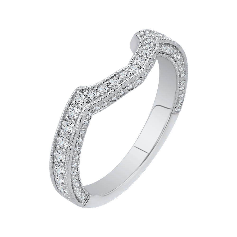 Round Diamond Wedding Band in 18K White Gold