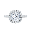 Cushion Cut Diamond Halo Engagement Ring in 18K White Gold (Semi-Mount)