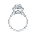 Cushion Cut Diamond Halo Engagement Ring in 18K White Gold (Semi-Mount)