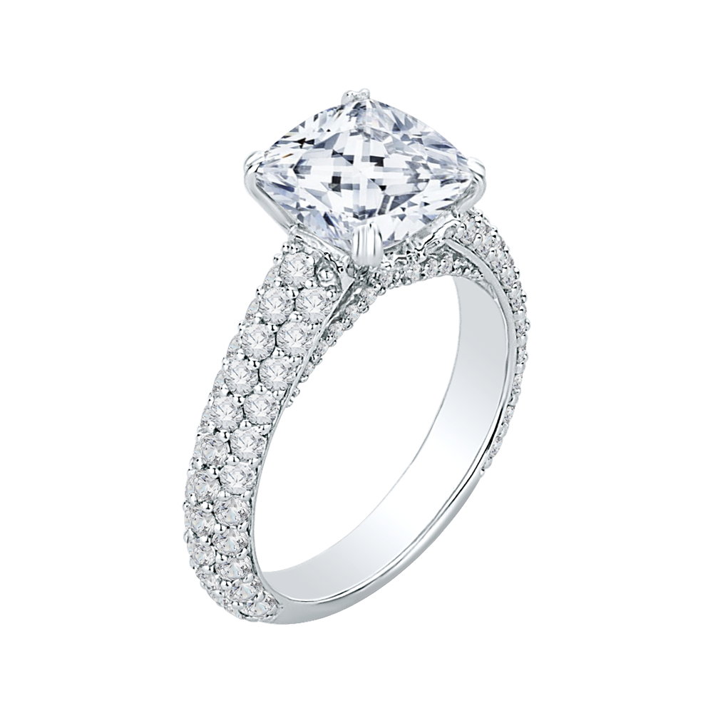 Cushion Cut Diamond Engagement Ring in 18K White Gold (Semi-Mount)