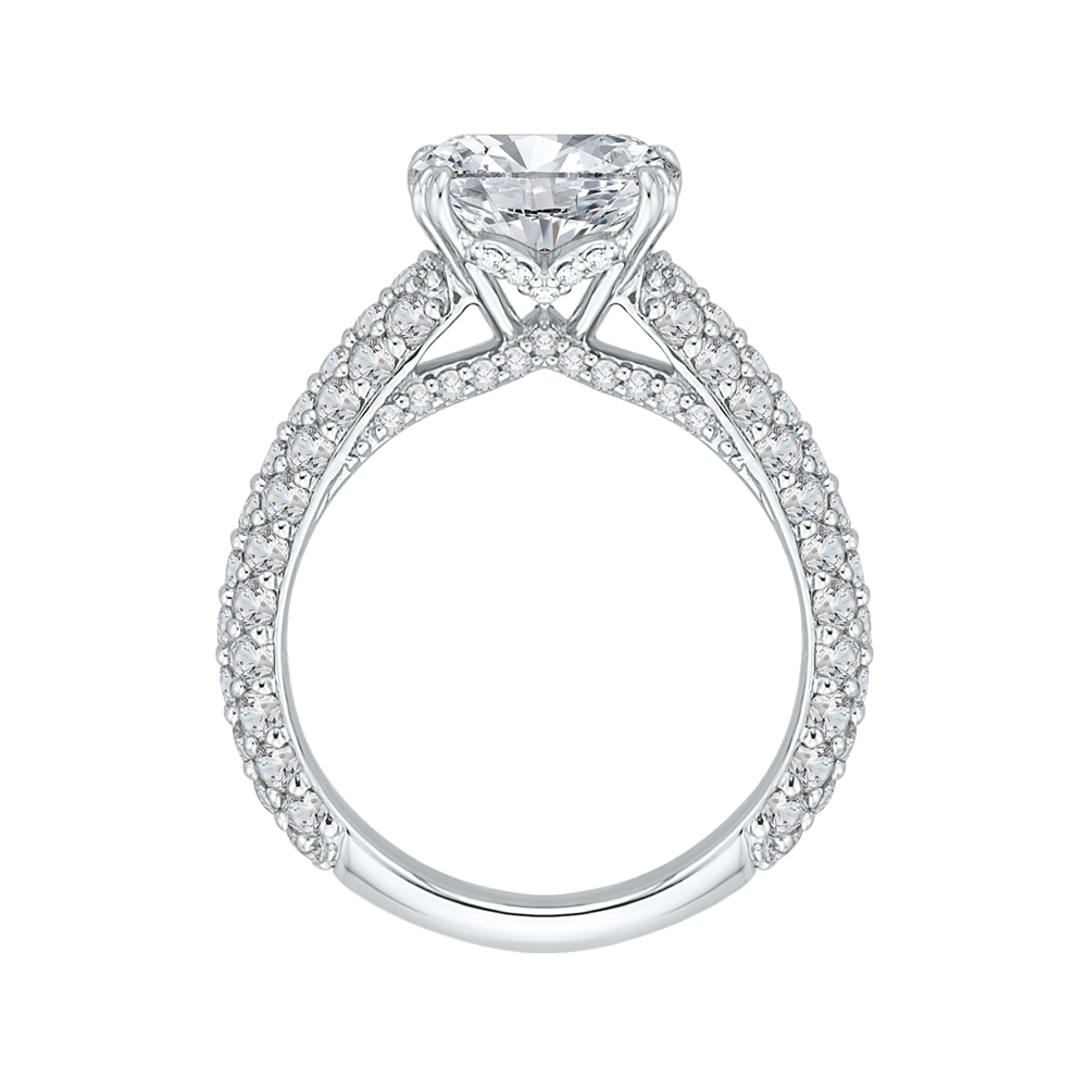 Cushion Cut Diamond Engagement Ring in 18K White Gold (Semi-Mount)