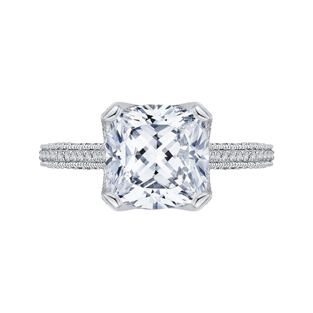 Cushion Cut Diamond Engagement Ring in 18K White Gold (Semi-Mount)