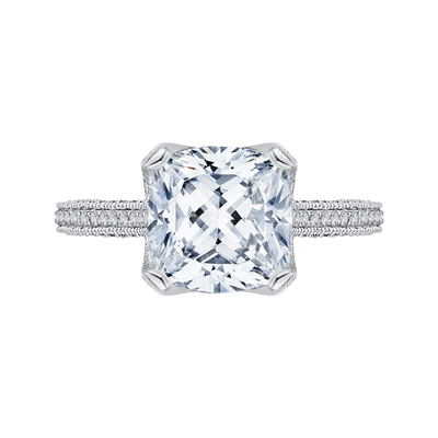 Cushion Cut Diamond Engagement Ring in 18K White Gold (Semi-Mount)