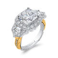 Cushion Cut Diamond Engagement Ring in 18K Two-Tone Gold (Semi-Mount)