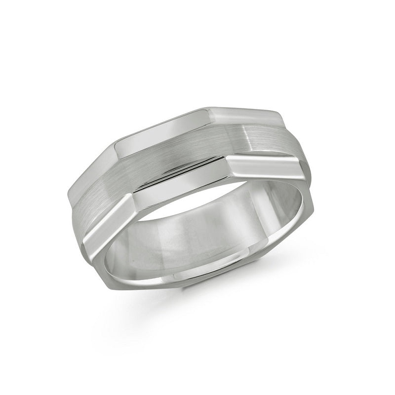 Satin Octagon Designed Tungsten Wedding Band