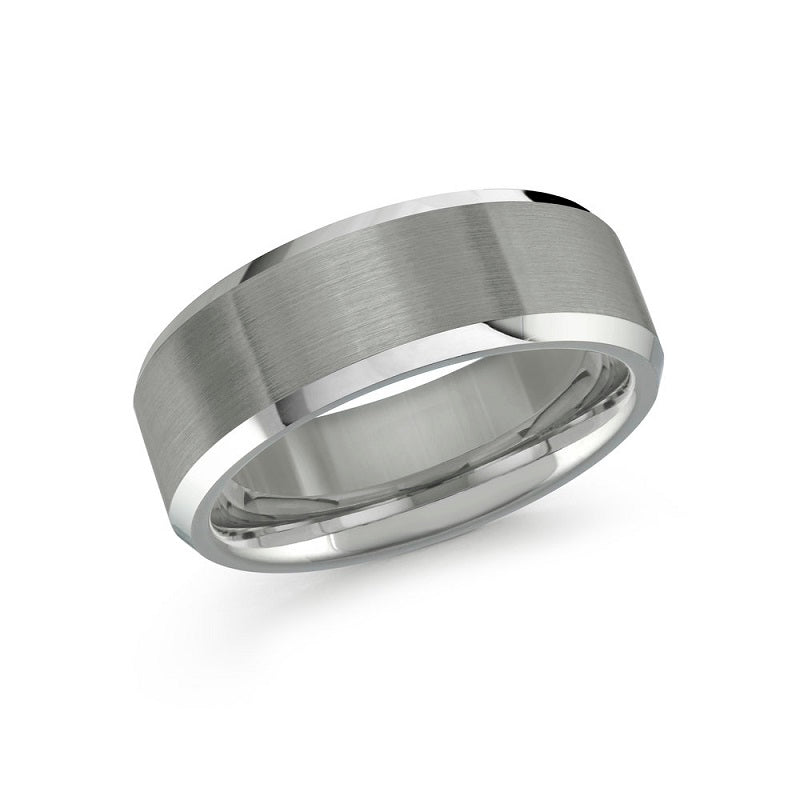 Polished Beveled Tungsten Wedding Band