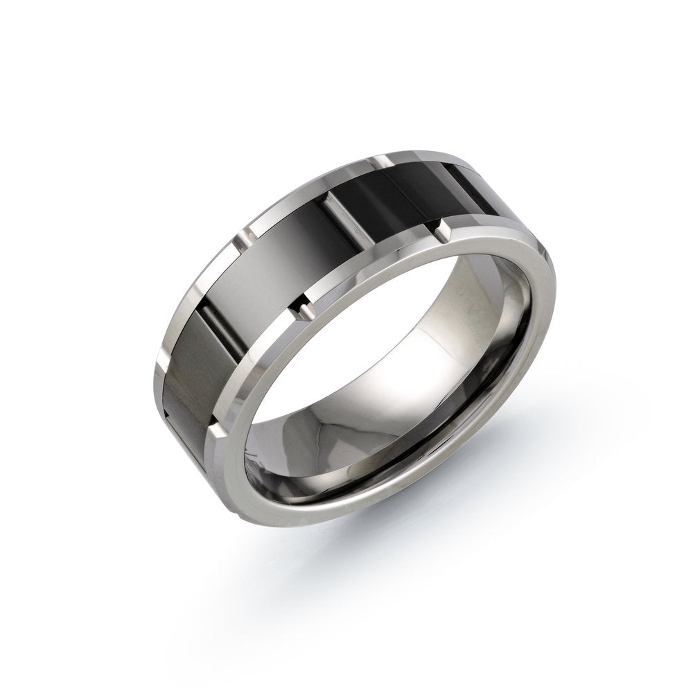 Brick Patterned Tungsten Wedding Band