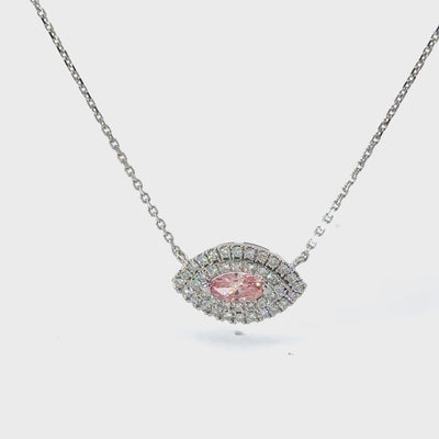 Elegant Pink Diamond Pendant on 18K White Gold Necklace (LG)